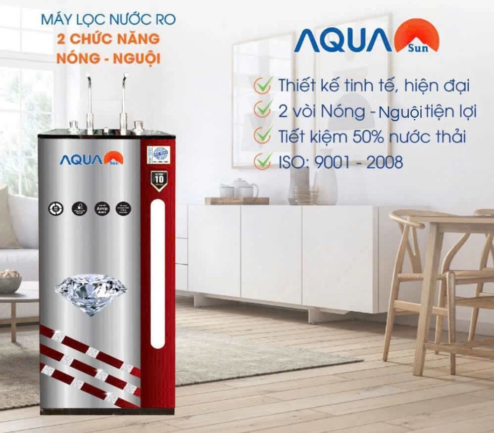 MÁY LỌC NƯỚC TINH KHIẾT 10 CẤP AQUASUN NÓNG NGUỘI